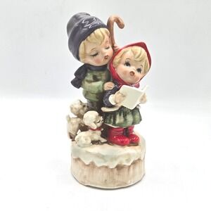 Vintage Japan Musical Christmas Carolers Figurine - Plays Silent Night - 7659